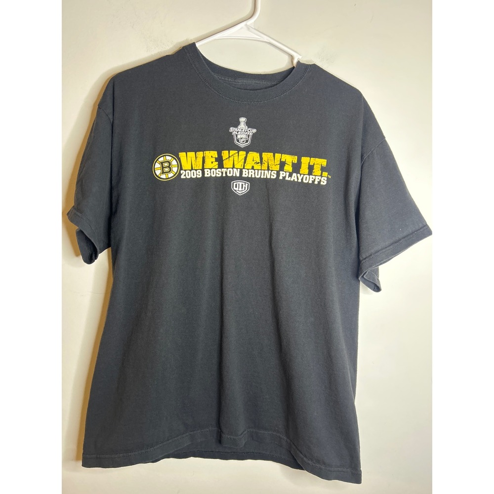 Old Time Hockey Boston Bruins 2009 Stanley Cup Black T-Shirt Men Large